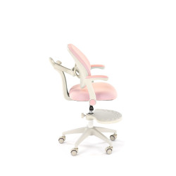 Scaun birou pentru copii Halmar Panco, inaltime reglabila 88-100cm, roti cauciucate, suport picioare, piele, roz