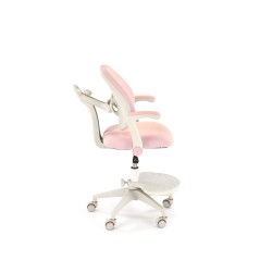 Scaun birou pentru copii Halmar Panco, inaltime reglabila 88-100cm, roti cauciucate, suport picioare, piele, roz