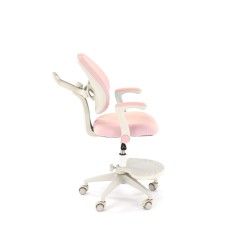 Scaun birou pentru copii Halmar Panco, inaltime reglabila 88-100cm, roti cauciucate, suport picioare, piele, roz