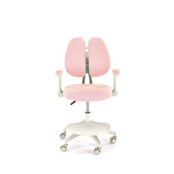 Scaun birou pentru copii Halmar Panco, inaltime reglabila 88-100cm, roti cauciucate, suport picioare, piele, roz