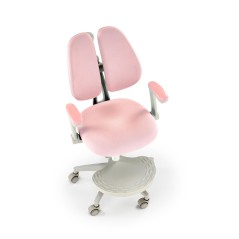 Scaun birou pentru copii Halmar Panco, inaltime reglabila 88-100cm, roti cauciucate, suport picioare, piele, roz