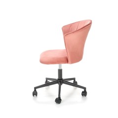 Scaun birou pentru copii Halmar Pasco, inaltime reglabila 77-87cm, stil glamour, catifea, roz