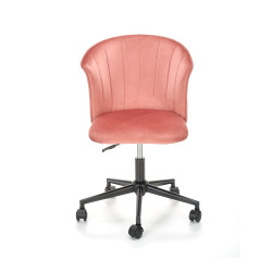 Scaun birou pentru copii Halmar Pasco, inaltime reglabila 77-87cm, stil glamour, catifea, roz