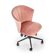Scaun birou pentru copii Halmar Pasco, inaltime reglabila 77-87cm, stil glamour, catifea, roz
