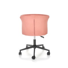 Scaun birou pentru copii Halmar Pasco, inaltime reglabila 77-87cm, stil glamour, catifea, roz