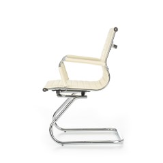 Scaun birou Halmar Prestige, stil clasic, baza metal, suporturi antiderapante, 61x55x88cm, piele, crem