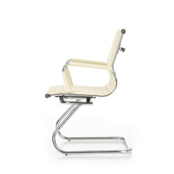 Scaun birou Halmar Prestige, stil clasic, baza metal, suporturi antiderapante, 61x55x88cm, piele, crem
