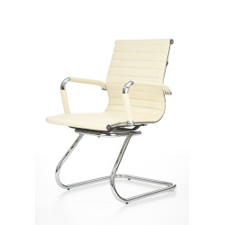 Scaun birou Halmar Prestige, stil clasic, baza metal, suporturi antiderapante, 61x55x88cm, piele, crem
