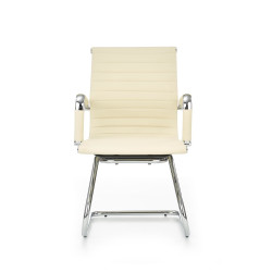 Scaun birou Halmar Prestige, stil clasic, baza metal, suporturi antiderapante, 61x55x88cm, piele, crem