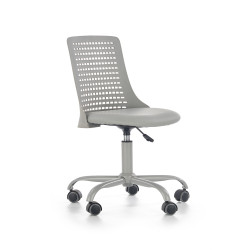 Scaun birou pentru copii Halmar Pure, inaltime reglabila 78-89cm, roti cauciucate, polipropilena/piele, gri