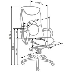 Scaun directorial Halmar Quad, inaltime reglabila 124-1324cm, functie multiblock, functie antisoc, piele, negru