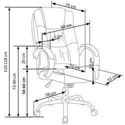 Scaun directorial Halmar Relax, inaltime reglabila 110-118cm, roti cauciucate, piele, maro