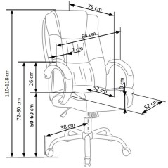 Scaun directorial Halmar Relax, inaltime reglabila 110-118cm, roti cauciucate, piele, negru