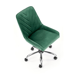 Scaun birou pentru copii Halmar Rico, inaltime reglabila 79-89cm, stil glamour, baza metal, functie blocare, catifea, verde