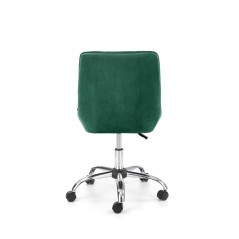 Scaun birou pentru copii Halmar Rico, inaltime reglabila 79-89cm, stil glamour, baza metal, functie blocare, catifea, verde