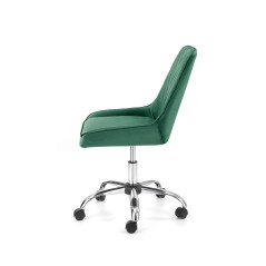 Scaun birou pentru copii Halmar Rico, inaltime reglabila 79-89cm, stil glamour, baza metal, functie blocare, catifea, verde