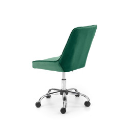Scaun birou pentru copii Halmar Rico, inaltime reglabila 79-89cm, stil glamour, baza metal, functie blocare, catifea, verde