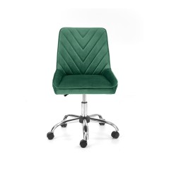 Scaun birou pentru copii Halmar Rico, inaltime reglabila 79-89cm, stil glamour, baza metal, functie blocare, catifea, verde