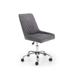 Scaun birou pentru copii Halmar Rico, inaltime reglabila 79-89cm, stil glamour, baza metal, functie blocare, catifea, gri