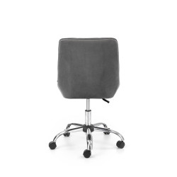 Scaun birou pentru copii Halmar Rico, inaltime reglabila 79-89cm, stil glamour, baza metal, functie blocare, catifea, gri
