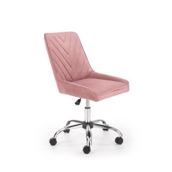 Scaun birou pentru copii Halmar Rico, inaltime reglabila 79-89cm, stil glamour, baza metal, functie blocare, catifea, roz
