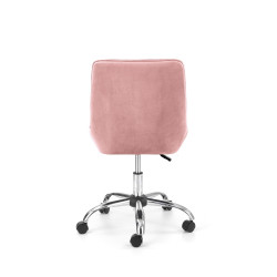 Scaun birou pentru copii Halmar Rico, inaltime reglabila 79-89cm, stil glamour, baza metal, functie blocare, catifea, roz