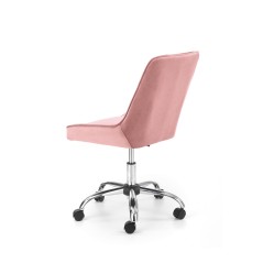 Scaun birou pentru copii Halmar Rico, inaltime reglabila 79-89cm, stil glamour, baza metal, functie blocare, catifea, roz