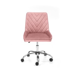 Scaun birou pentru copii Halmar Rico, inaltime reglabila 79-89cm, stil glamour, baza metal, functie blocare, catifea, roz