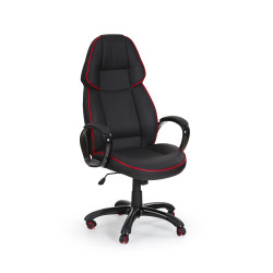 Scaun directorial Halmar Rubin, inaltime reglabila 122-132cm, roti cauciucate, piele, negru/rosu