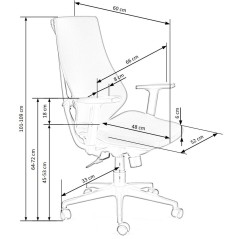 Scaun birou Halmar Rubio, inaltime reglabila 101-109cm, cotiere reglabile, stofa/polipropilena, gri