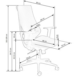 Scaun birou Halmar Rubio, inaltime reglabila 101-109cm, cotiere reglabile, stofa/polipropilena, gri