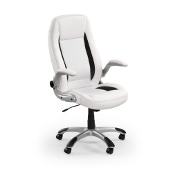 Scaun directorial Halmar Saturn, inaltime reglabila 112-120cm, functie blocare, functie balansare, piele, alb