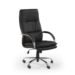 Scaun directorial Halmar Stanley, inaltime reglabila 108-115cm, roti cauciucate, piele, negru