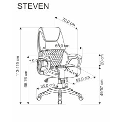Scaun directorial Halmar Steven, inaltime reglabila 111-119cm, spatar matlasat, piele, negru