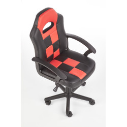 Scaun birou pentru copii Halmar Storm, inaltime reglabila 94-105cm, functie blocare, functie balansare, piele, negru/rosu