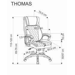 Scaun directorial Halmar Thomas, inaltime reglabila 115-122cm, functie blocare, functie balansare, piele, negru