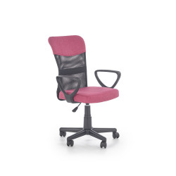 Scaun birou ergonomic pentru copii Halmar Timmy, inaltime reglabila 81-91cm, textil/plasa, roz/negru