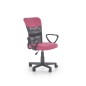 Scaun ergonomic pentru copii, de birou, pivotant, inaltime 81-91cm, baza stabila, functie blocare, textil/mesh, roz/negru
