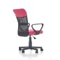 Scaun ergonomic pentru copii, de birou, pivotant, inaltime 81-91cm, baza stabila, functie blocare, textil/mesh, roz/negru