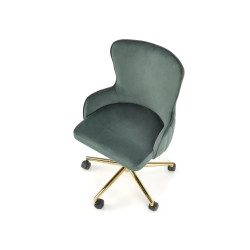 Scaun birou Halmar Timoteo, inaltime reglabila 77-85cm, stil glamour, baza metal, functie blocare, catifea, verde