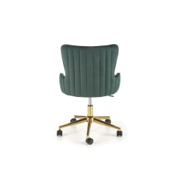 Scaun birou Halmar Timoteo, inaltime reglabila 77-85cm, stil glamour, baza metal, functie blocare, catifea, verde