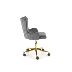 Scaun birou Halmar Timoteo, inaltime reglabila 77-85cm, stil glamour, baza metal, functie blocare, catifea, gri