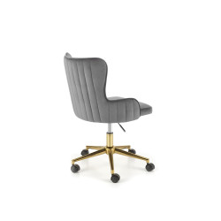 Scaun birou Halmar Timoteo, inaltime reglabila 77-85cm, stil glamour, baza metal, functie blocare, catifea, gri