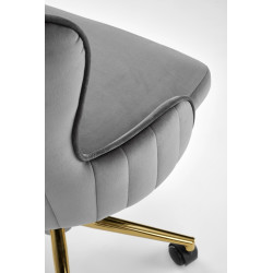Scaun birou Halmar Timoteo, inaltime reglabila 77-85cm, stil glamour, baza metal, functie blocare, catifea, gri