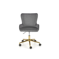 Scaun birou Halmar Timoteo, inaltime reglabila 77-85cm, stil glamour, baza metal, functie blocare, catifea, gri