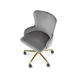 Scaun birou Halmar Timoteo, inaltime reglabila 77-85cm, stil glamour, baza metal, functie blocare, catifea, gri