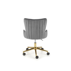 Scaun birou Halmar Timoteo, inaltime reglabila 77-85cm, stil glamour, baza metal, functie blocare, catifea, gri