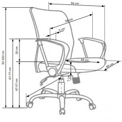 Scaun birou ergonomic Halmar Tony, inaltime reglabila 92-102cm, functie blocare, functie balansare, plasa/textil, gri/negru