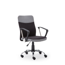 Scaun birou Halmar Topic, inaltime reglabila 94-104cm, stil clasic, baza metal, functie blocare, textil, negru/gri