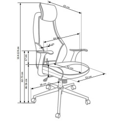 Scaun birou ergonomic Halmar Torino, inaltime reglabila 114-124cm, functie blocare, functie balansare, plasa/piele, negru